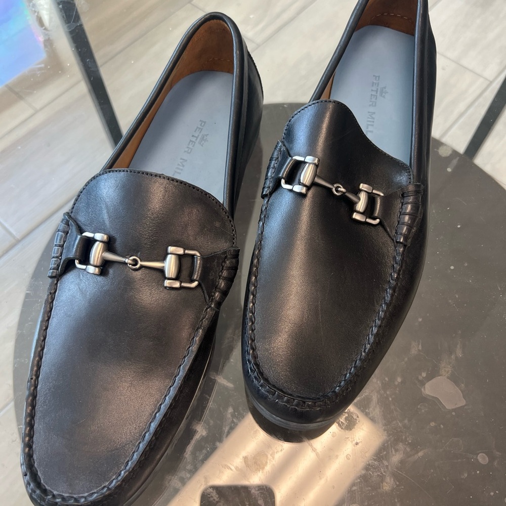 Peter Millar Navy Blue Leather Bit Loafers size 10 1/2 M